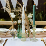 Boho Glass Candle Holder - Green