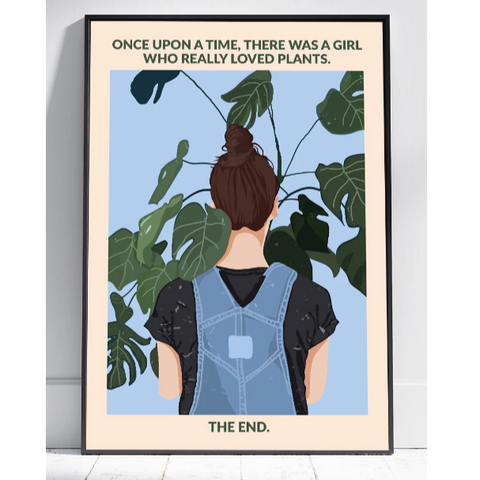 Plant Girl (Brunette) Framed A3 Print