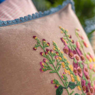 Ian Snow Foxglove Embroidered Cushion