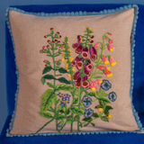 Ian Snow Foxglove Embroidered Cushion