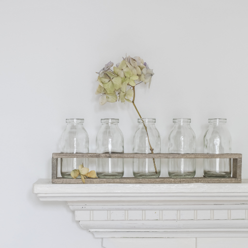Wooden Tray with 5 Bottles