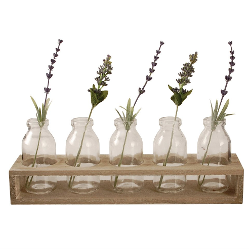 Wooden Tray with 5 Bottles