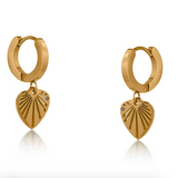 Big Metal Farah Sunburst Heart Gold Huggie Earrings