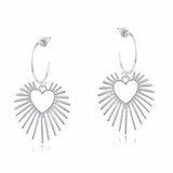 Big Metal Selena Sunburst Hoop Earrings - Silver