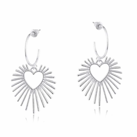 Big Metal Selena Sunburst Hoop Earrings - Silver