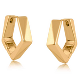 Big Metal Catniss Hexagon Shape Earrings - Gold