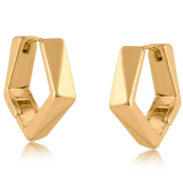 Big Metal Catniss Hexagon Shape Earrings - Gold