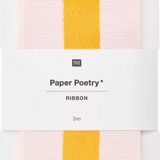 Woven Ribbon Duo Stripes - Apricot/Iri/Neon Orange