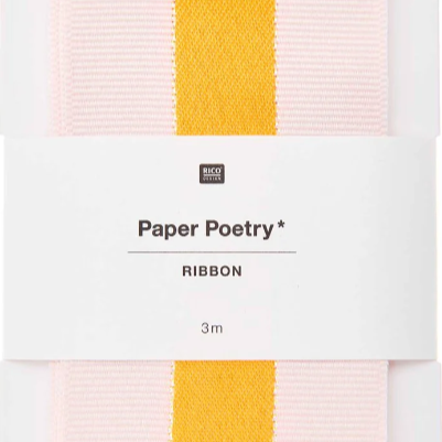 Woven Ribbon Duo Stripes - Apricot/Iri/Neon Orange