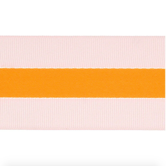 Woven Ribbon Duo Stripes - Apricot/Iri/Neon Orange