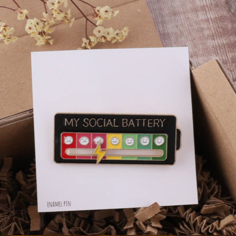 Attic Creations 'Social Battery' Enamel Pin
