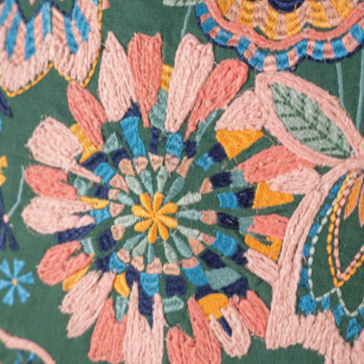 Ian Snow Sea Green Embroidered Cushion