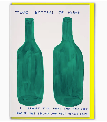 'Two bottles of wine ' Greetings card
