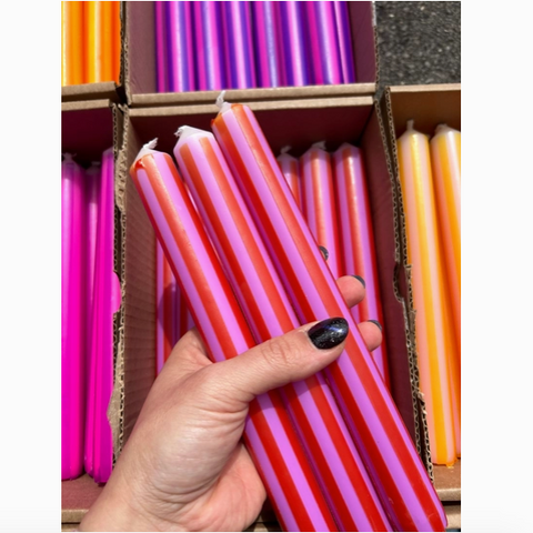 Pink & Orange Pinstripe Candle