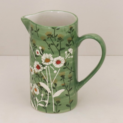 Stoneware Jug - Green Wild Daisy Small
