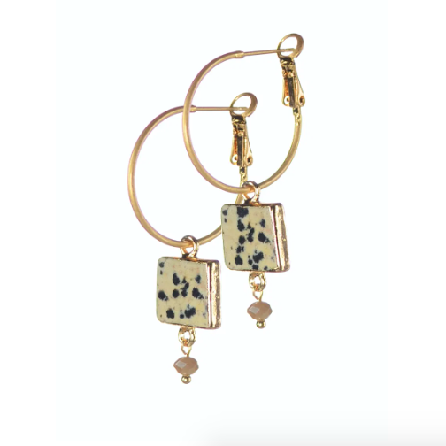 Hot Tomato Stone Square Captured on Hoop - Gold