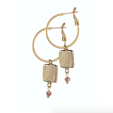 Hot Tomato Stone Square Captured on Hoop - Gold