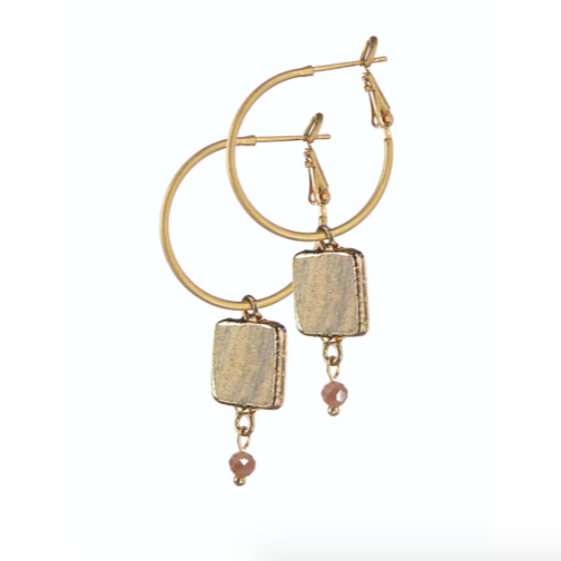 Hot Tomato Stone Square Captured on Hoop - Gold