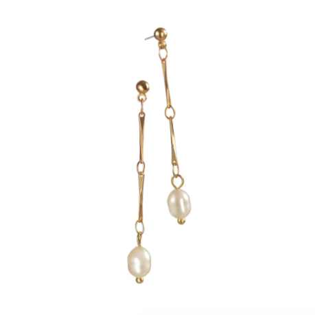 Hot Tomato Pearl Drops Off Double Link - Matte Gold/Cream