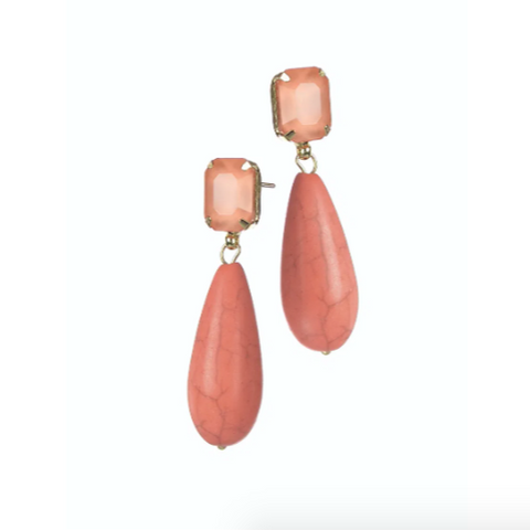 Hot Tomato Stone Teardrop Raku Style - Coral