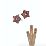 Hot Tomato Five Petal Floral Studs - Old Gold/ Opal