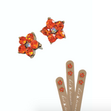 Hot Tomato Five Petal Floral Studs Fire Hyacinth