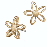 Hot Tomato Jasmine Star Studs Worn Gold