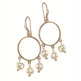Hot Tomato Triptych of Pearls Worn Gold