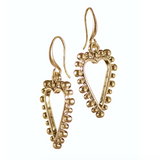 Hot Tomato Bobbin Style Heart Frame Earrings - Worn Gold