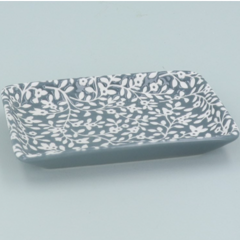 Grey Floral Vines Trinket Dish - Small