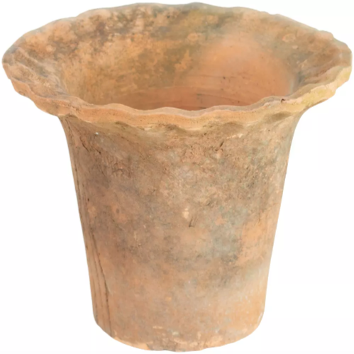 Antiqued Redstone Pot Frill Rim Large 20 X 18cm