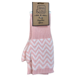 Jess & Lou Herringbone Fingerless Gloves - Pink & Cream