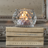 Bubble Glass Votive with Gold Rim