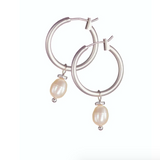 Hot Tomato Pearl Drop on Gold Hoop