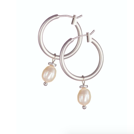 Hot Tomato Pearl Drop on Gold Hoop