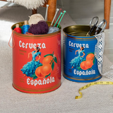 ScreensExtra Large Vintage Inspired Storage Tins - Cerveza with knitting materials