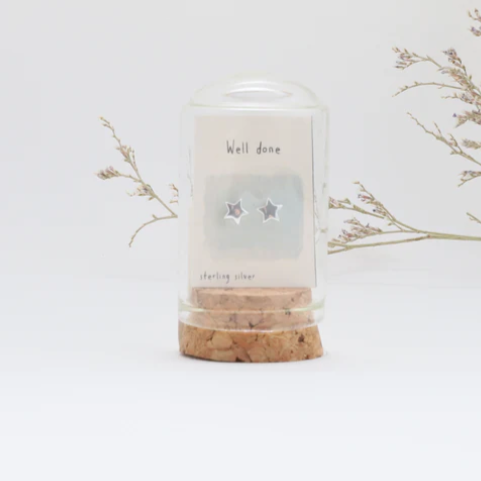 Well Done - Mini Star Silver Stud Earrings
