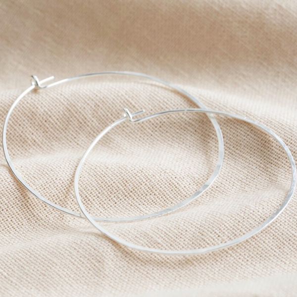 Large Thin Hoop Earrings in Sterling Silver - Lisa Angel