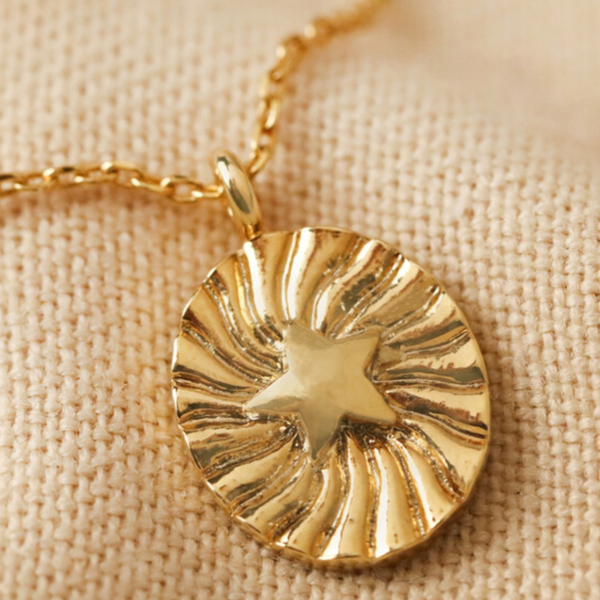 Lisa Angel Stamped Star Pendant Necklace - Gold