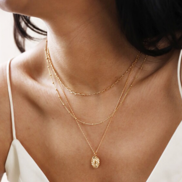Lisa Angel Stamped Star Pendant Necklace - Gold