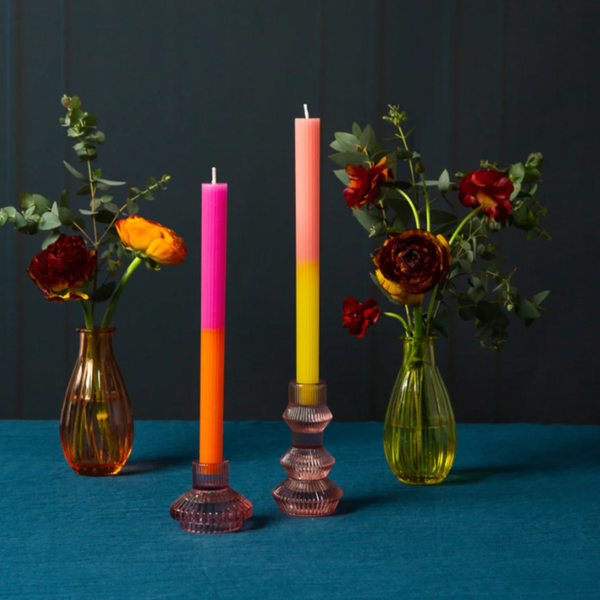 Glass Candle Holder - Midnight Forest Pink