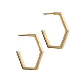 Rachel Jackson Medium Hexagon Hoop Earrings - Gold Plated