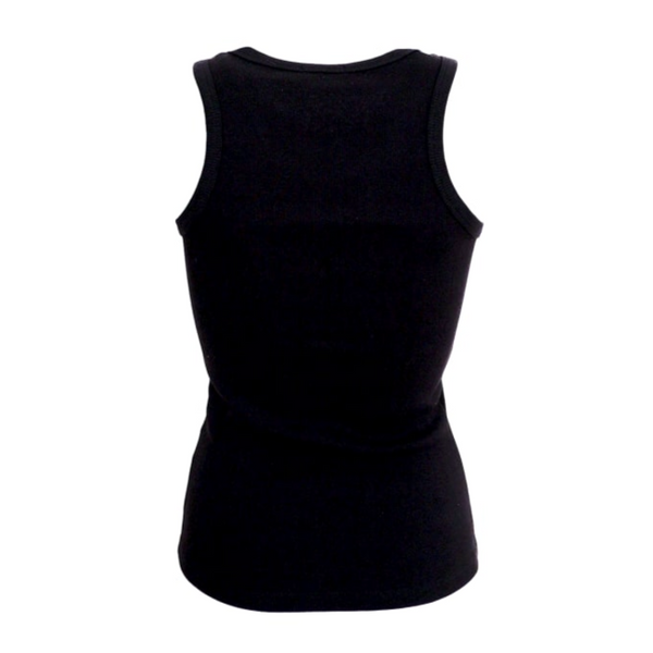 Black Colour Ena Rib Tank Top - Black