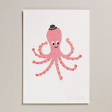 Pink Octopus Risograph Framed Print