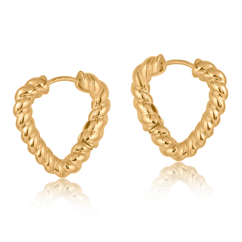 Big Metal London Freya Rope Hert Hoop Earrings - Gold Plated