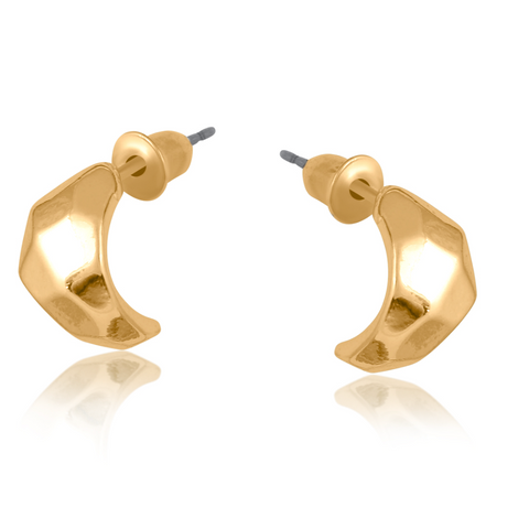 Big Metal London Natalia Organic Shape Small Hoop Earrings - Gold Plated