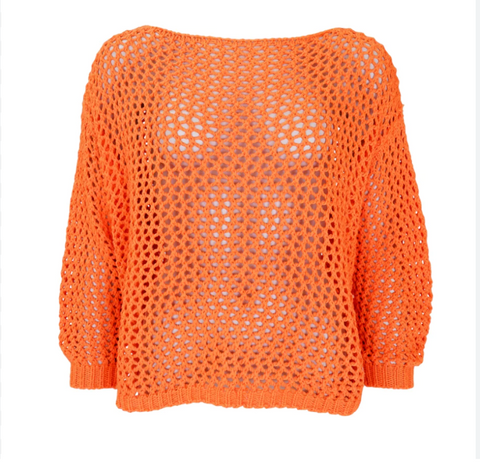Black Colour Zelma Knitted Jumper - Bright Orange