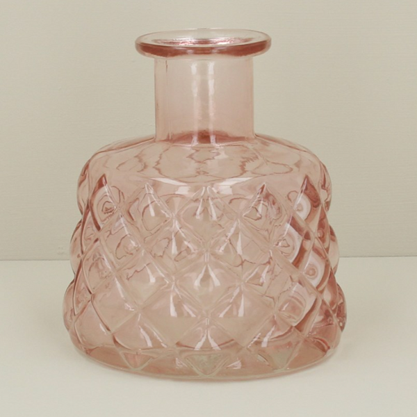 Pink Glass Trellis Stubby Vase
