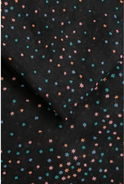 Black Muted Multi Colour Modal Blend Scarf in Confetti of Stars Print