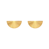 One and Eight Etched Fan Earrings - Gold